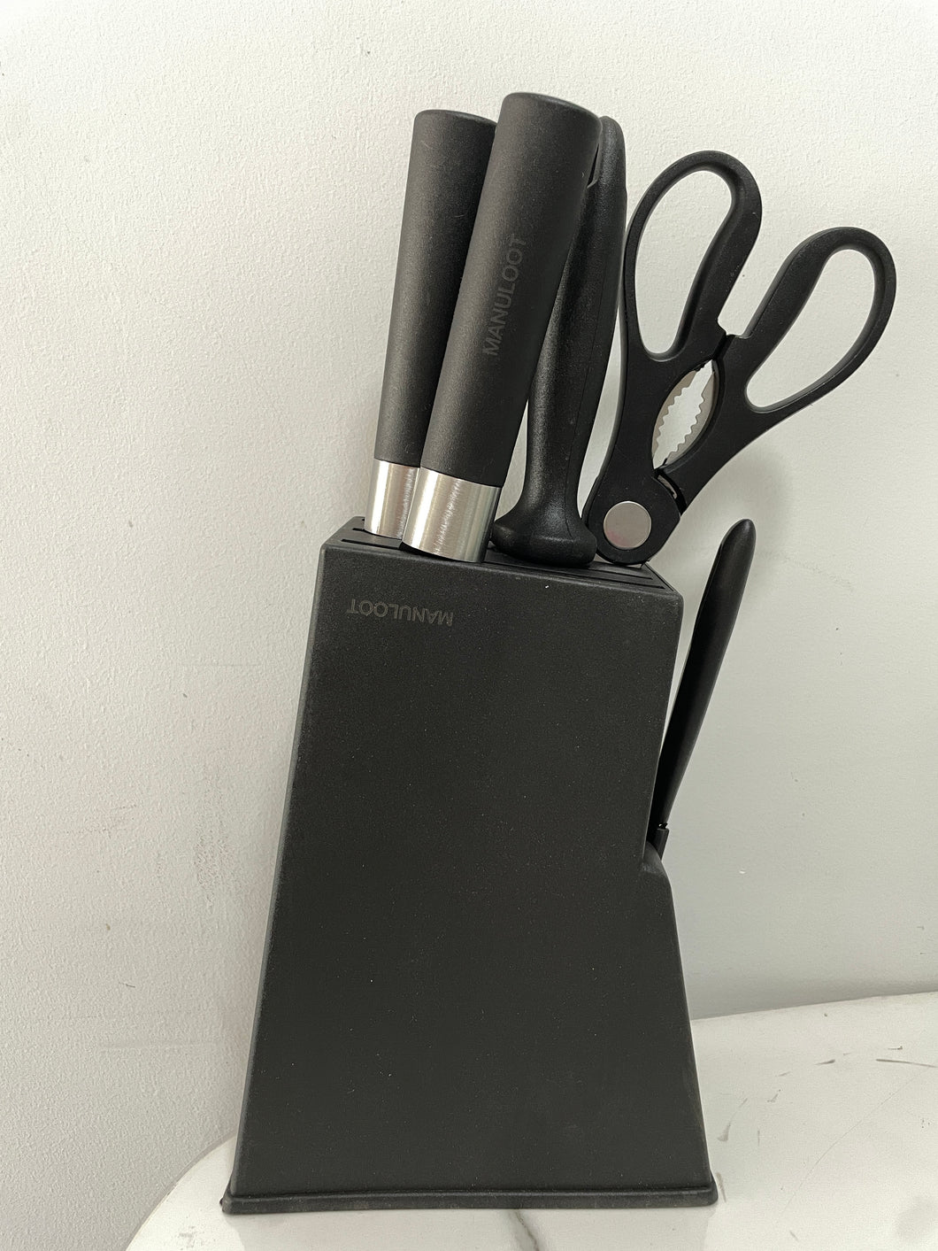 MANULOOT Kitchen knives-set for kitchen with block,kitchen knife set with Small Knife Block & sharpener, Knives Set for kitchen Perfect for small kitchen